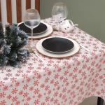 Скатерть новогодняя «Этель. Снежинки», 140?220±5 см, 80% п/э, 20% лён, 120 г/м?