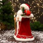 Дед Мороз под ёлку «Зимнее волшебство. Красная шуба, с посохом» 35 см