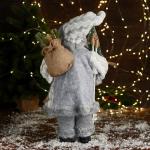 Дед Мороз под ёлку «Зимнее волшебство. Новогодняя игрушка в клетчатом жилете, с ёлкой», 45 см, серый