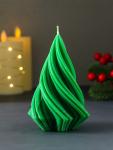 Свеча новогодняя «Елочка спиралька», 110?75?65 мм, зелёная