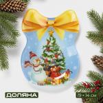 Блюдо новогоднее сервировочное Доляна «Бант. Зимняя сказка», 19?14 см, стекло