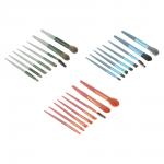 Кисти для визажа 8 шт тм ЮНИLOOK ,пластик, металл, иск.ворс, ПУ, 10,5-12 см, 3 цвета