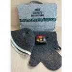 Набор для бани в портфеле "Набор банного благополучия" (шапка, рукавица, коврик, масла)