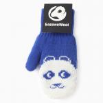 Варежки двойные детские «Мишка», голубые, размер 16