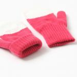 Варежки двойные детские «Мишка», малиновые, размер 16