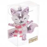 Ёлочная игрушка "Весёлый лисёнок" 8.8*5.5*13.5 см, Розовый