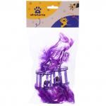 Игрушка для кошек с бубенчиком в наборе 2шт "ИГРУЛИК", с перышками, цвет фиолетовый, 4см