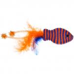 Игрушка - рыбка для кошек "ИГРУЛИК", с перышками, цвет синий и желтый, 18,5*4,5см