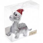 Ёлочная игрушка "Весёлый динозавр" 4*13*11.5 см, Серебро