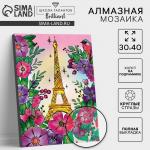 Алмазная мозаика с полным заполнением на подрамнике «Романтичный Париж», 30?40 см