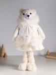 Интерьерная кукла текстильная «Медведица в белом пуховике», раздвижная 37-65 см, 23?16?37 см