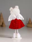 Интерьерная кукла текстильная «Ангелочек в красном платье, с ёлочкой в руках», 8?5.5?16 см