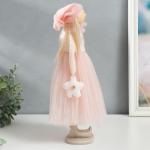 Интерьерная кукла текстильная «Малышка в розовом, с цветком, с длинными волосами», 41.5?14.5?16 см