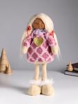 Интерьерная кукла текстильная «Малышка с хвостиками в розовом платье с сердцем», 14?8.5?32 см