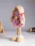 Интерьерная кукла текстильная «Малышка с хвостиками в розовом платье с сердцем», 14?8.5?32 см