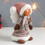 Интерьерная кукла текстильная «Ангелочек Марфуша в бежевом вязаном платье с сердечком», 35?15?11 см