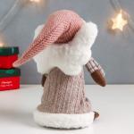 Интерьерная кукла текстильная «Ангелочек Марфуша в бежевом вязаном платье с сердечком», 35?15?11 см