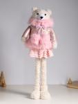 Интерьерная кукла текстильная «Медведица в розовом пуховике», раздвижная 37-65 см, 23?16?37 см