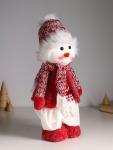 Интерьерная кукла текстильная «Снеговичок в бело-красном наряде», раздвижная 44-65 см, 22?14?44 см