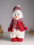 Интерьерная кукла текстильная «Снеговичок в бело-красном наряде», раздвижная 44-65 см, 22?14?44 см