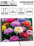 Алмазная вышивка полное заполнение «Астры», на раме, 40?50 см