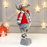 Кукла интерьерная текстильная «Лосик в красной шубке и колпаке», 34 см