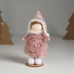 Интерьерная кукла текстильная «Девочка в тёплом розовом платьишке», 5.5?5.5?13.5 см