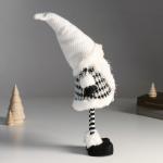 Интерьерная кукла текстильная «Дед Мороз в кафтане с рисунком гусиная лапка», 16?12?46 см