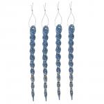 СНОУ БУМ Набор декоративных украшений "Сосульки" 13, 5 см, 4 шт, пластик, глиттер, синий