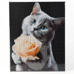 Алмазная вышивка полное заполнение «Котенок с розой», на раме, 40?50 см