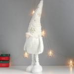 Интерьерная кукла текстильная «Дед Мороз в белом колпаке с золотом», раздвижной, 80?22?14 см