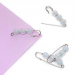 Булавка с 3 бусинами и стразами 5,8 см (10 шт) SF-8106, голубой/серебро