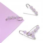 Булавка с 3 бусинами и стразами 5,8 см (10 шт) SF-8106, фиолетовый/серебро