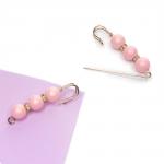 Булавка с 3 бусинами и стразами 5,8 см (2 шт) SF-8108, розовый/золото