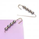 Булавка с 4 бусинами и стразами 8 см (2 шт) SF-1252, серый/золото