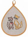 Комплект прихваток с вышивкой "Кошки" лен 100%