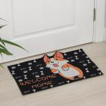 Коврик придверный Доляна «Корги», влаговпитывающий, без окантовки, 39?59 см, чёрный