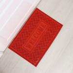 Коврик придверный Доляна Welcome, кирпичики, грязезащитный, 40.5?60.5 см, красный