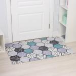 Коврик придверный Доляна «Грани», грязезащитный, вырезной, 80?120 см, серо-зелёный