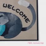 Коврик придверный Доляна «Котёнок», влаговпитывающий, без окантовки, 39?59 см