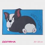 Коврик влаговпитывающий придверный «Доляна. Бульдог», без окантовки, 38?57 см, синий