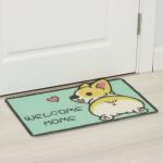 Коврик придверный Доляна «Корги», грязезащитный, 40?60 см, зелёный