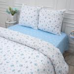 КПБ 'Традиция' 1,5 спальный поплин, 100% хлопок, пл. 110 гр./кв.м., 'Мильфлёр (голубой)' Пододеяльник 146*217, простыня 150*217, наволочка 70*70 (2 шт.)