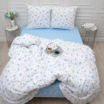 КПБ 'Традиция' 1,5 спальный поплин, 100% хлопок, пл. 110 гр./кв.м., 'Мильфлёр (голубой)' Пододеяльник 146*217, простыня 150*217, наволочка 70*70 (2 шт.)