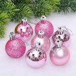 *Новогодние шары 4 см (набор 24 шт) "Микс фактур", розовый