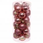 *Новогодние шары 4 см (набор 24 шт) "Микс фактур", розовое золото