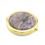 Зеркало с накладкой из чароита золотистое 76*70*12мм