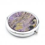 Зеркало с накладкой из чароита серебристое 76*70*12мм