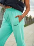 Брюки джоггеры женские мятные с начесом
