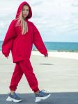 Брюки джоггеры женские красный с начесом